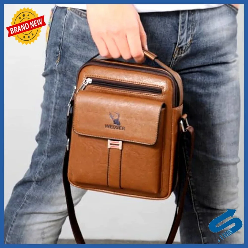 Small Leather Messenger Bag Crossbody Shoulder Satchel for Men